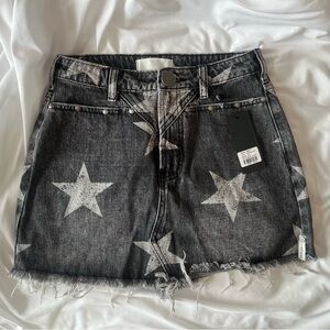 NWT One Teaspoon Trucker Stars Distressed Denim Mini Skirt Size 23